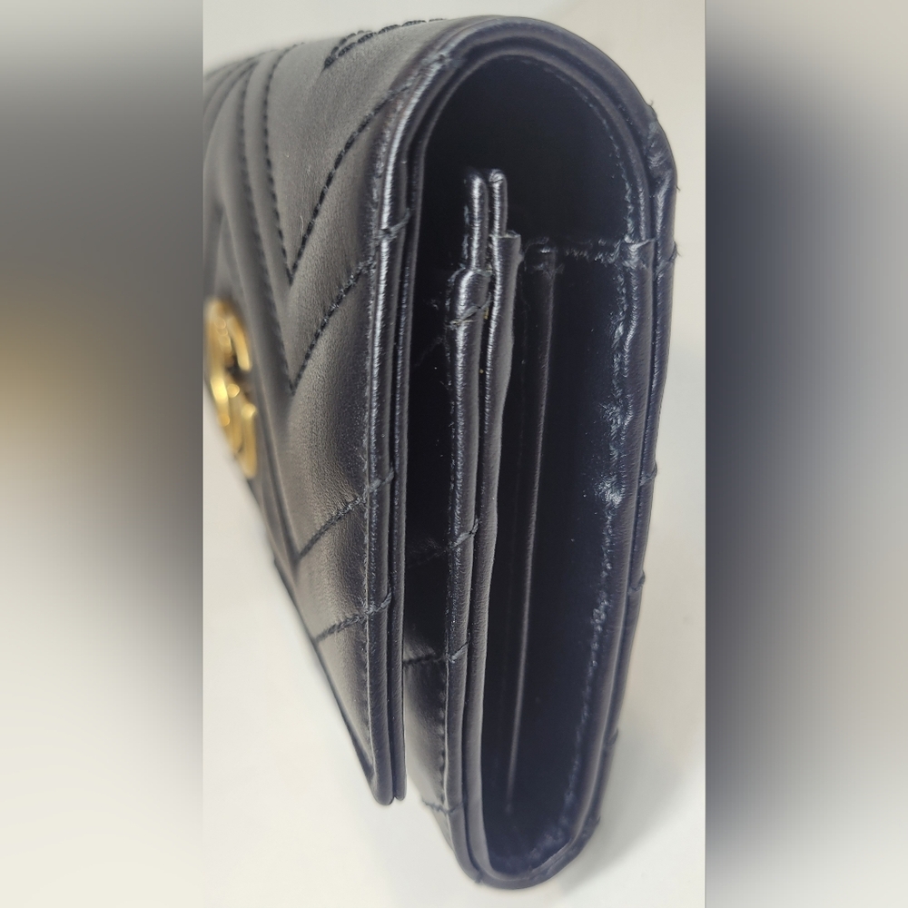 SOLD!!Gucci GG Marmont Matelasse Continental Black Leather Wallet - Picture 4 of 12